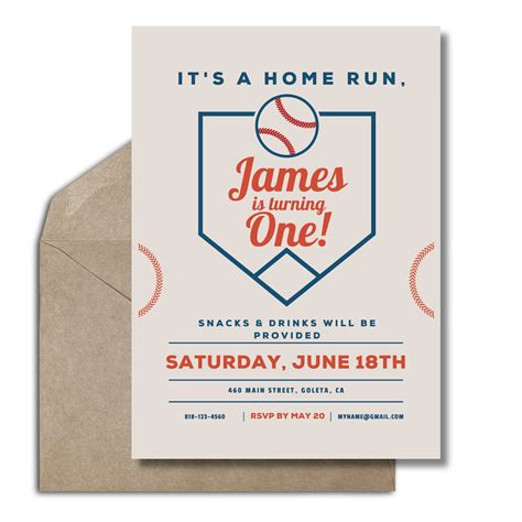 Home Run Baseball First Birthday Editable Invite Sports 5x7 Download ...