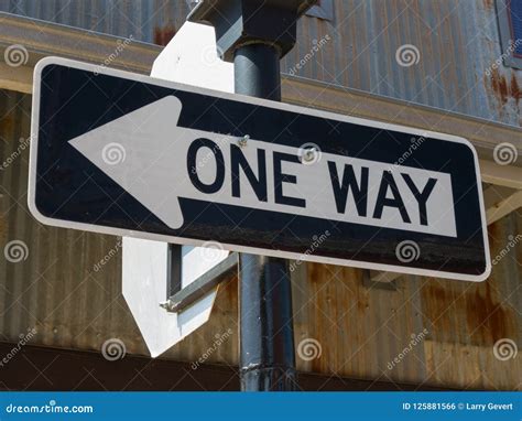 One Way Street Sign Stock Photo Image Of Button City 125881566