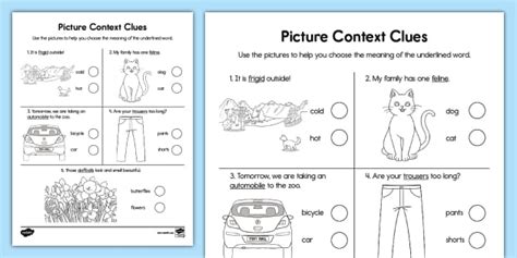 Picture Context Clues Activity For K St Grade Twinkl