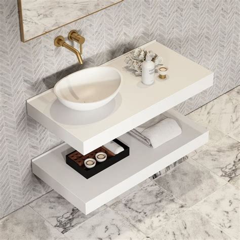 Stone Resin Wall Hung Countertop Basin Shelf Mm Wide Matte