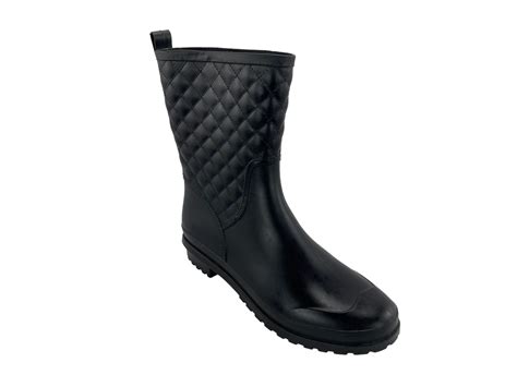 Petrass Women Rain Garden Boots Black Waterproof Mid Calf Lightweight