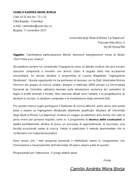 Lettera Motivazionale Pdf