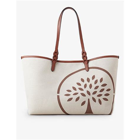 Mulberry Logo Print Canvas Tote Bag In Metallic Lyst