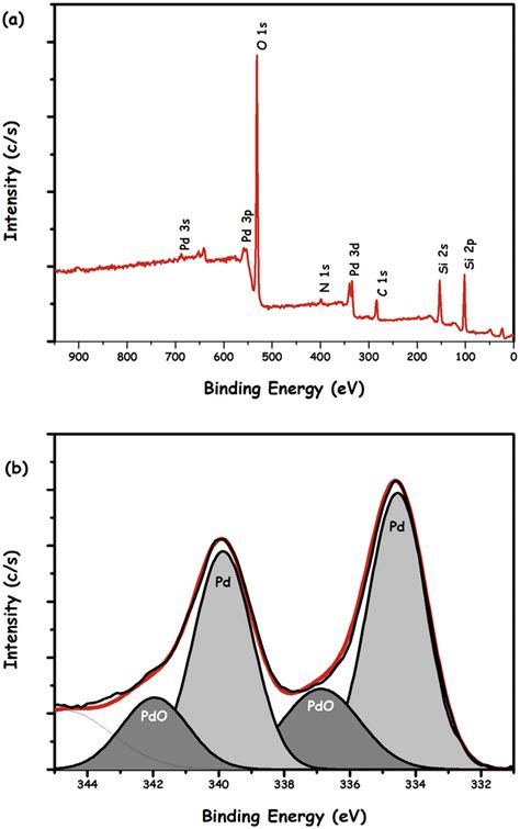 A Survey Xps Spectrum B High Resolution Pd D Xps Spectrum Of