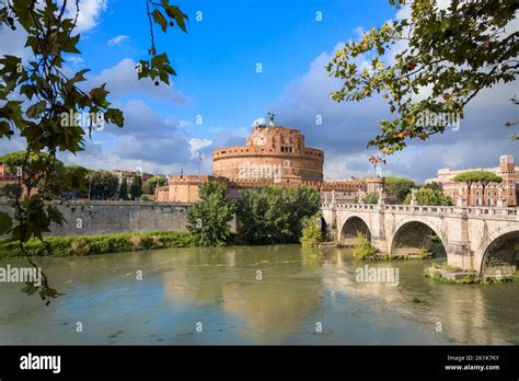 Tiber River In Rome Italy View Of Castle Of The Holy Angel Castel