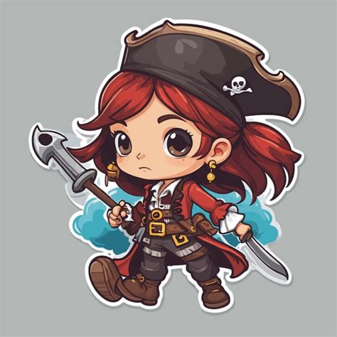 Vector De Dibujos Animados De Chicas Piratas Vector Premium