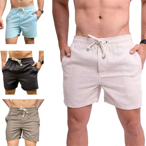 Kit Short Linho Premium Bermuda Mauricinho Masculina Praia