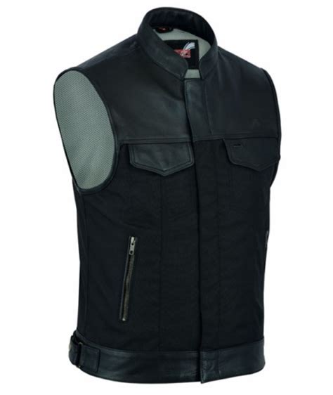 Gilet Biker Cuir Et Textile Soa