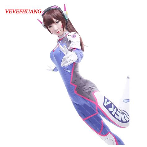 Vevefhuang D Va Costume Lycra Spandex Dva Cosplay Zentai Adults Catsuit