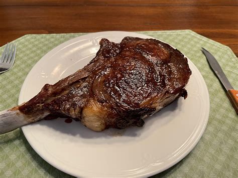 Prime Tomahawk Reverse Seared Brought To Temp In Wood Fired Oven W A Little Hickory And A