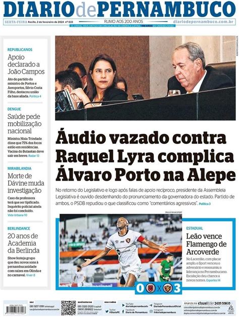 Capa Diario De Pernambuco Edi O Sexta De Fevereiro De