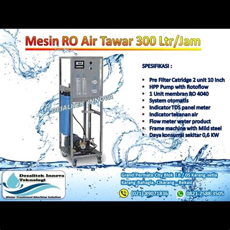 Jual Mesin Ro Air Tawar Kapasitas 300 Liter Per Jam Oleh CV Desalitek