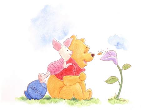 Winnie The Pooh Smelling Flowers