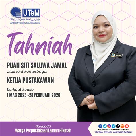 Tahniah Atas Lantikan Sebagai Ketua Pustakawan Perpustakaan Laman Hikmah