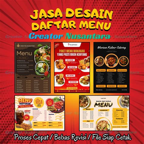 Jual Desain Daftar Menu Makanan Minuman Edit Daftar Menu Custom