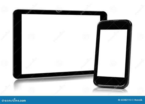 Tableta Y Smartphone De Digitaces Aislados En Blanco Imagen De Archivo
