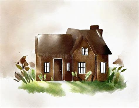 Watercolor of Chocolate House Design Concept Theme for Chocolate Stock ...