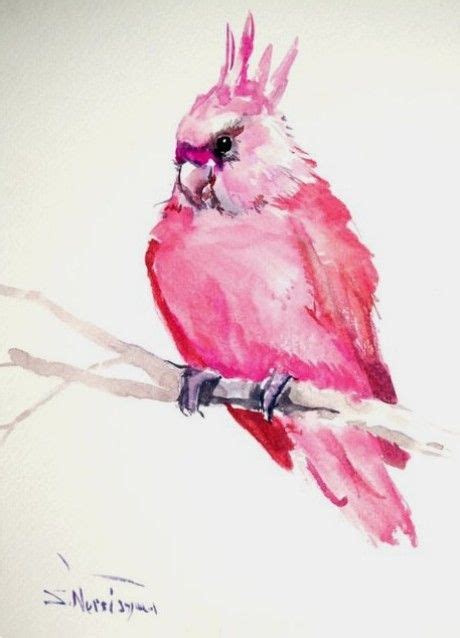 Watercolor Art Cockatoo Bird Pink Original Watercolors Original