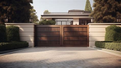 Premium Ai Image A Large Usa Villa Wooden Gate