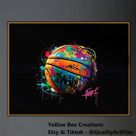 Graffiti Basketball Art Colorful Splash Png Digital Download Etsy