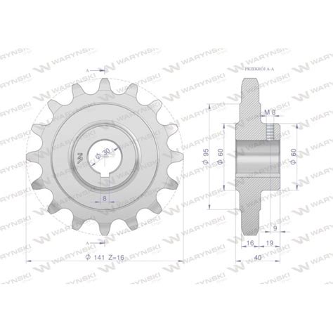 Koło łańcuchowe stalowe hartowane Z 16 1 fi 30 Rozrzutnik WARYŃSKI W
