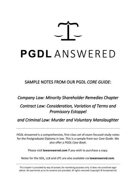 Company Law Notes Sample Notes From Our Pgdl Core Guide Company Law