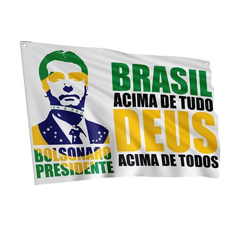 Bandeira Bolsonaro Branca Dupla Face Tamanho Grande Brasil Acima De