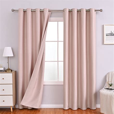 Rosnek Linen Textured Curtains, Grommet Top Linen Light Filtering Curtain Privacy Drapes for ...