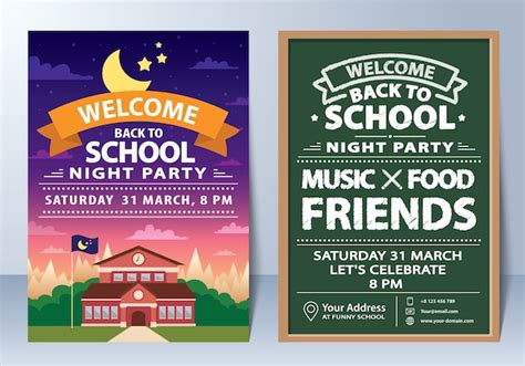 Premium Vector | Invitation of back to school night party template