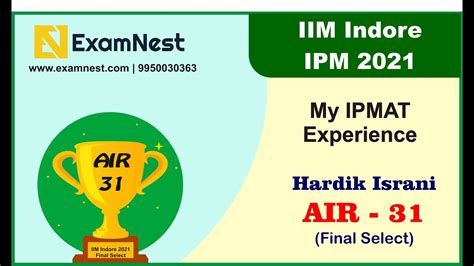 Iim Indore Final Result Hardik Israni Ipmat Results Ipmat