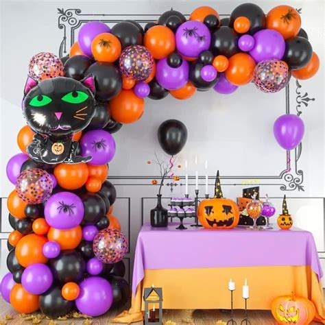 Kit Arche De Ballons Halloween Noir Orange Blanc Argent M Tallique