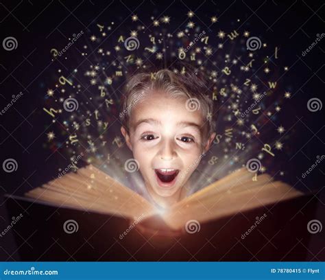 Child Reading A Magic Story Book Stock Image Image Of Excitement