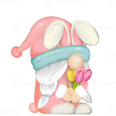 Gnome Watercolor Easter Clipart Spring Png Gnome Rabbit Png