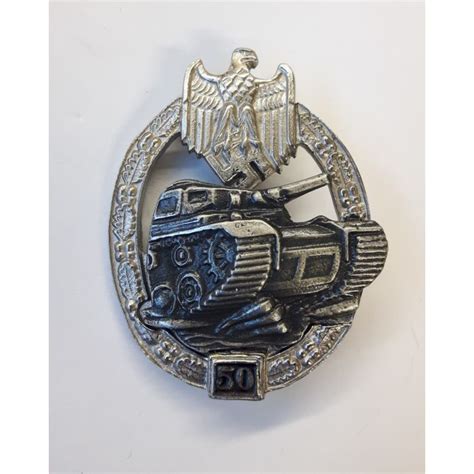 German Tank Battle Badge 50 Actions Silver Warstuff