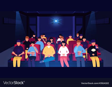 People in cinema cartoon characters on holiday Vector Image