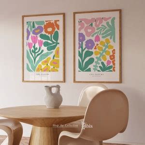 Set Of 2 Les Fleurs Printable Wall Art Botanical Pastel Tones Modern