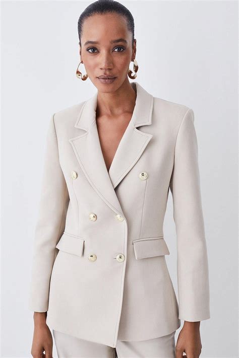 Compact Essential Tailored Double Breasted Blazer Karen Millen Karen Millen Clothes Double