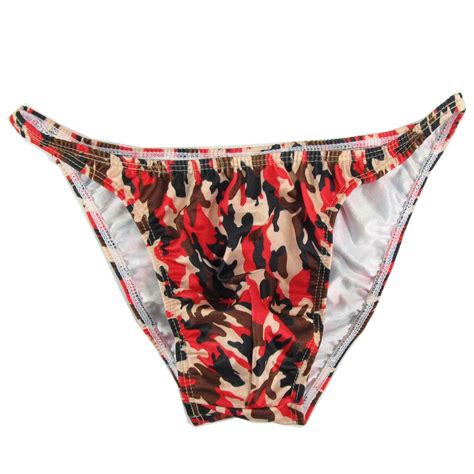 K377 P Multi Prints Mens String Bikini Narrow Waist Contoured Pouch