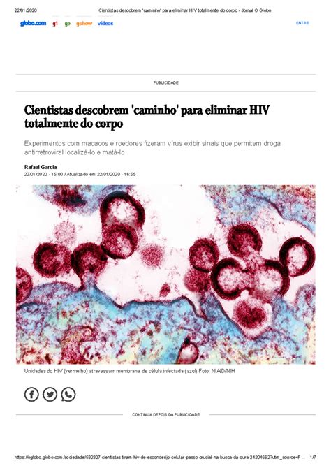 Cientistas Descobrem Caminho Para Eliminar HIV Totalmente Do Corpo