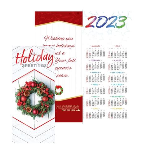 Holiday Greetings 2023 Red Foil-Stamped Greeting Card Calendar ...