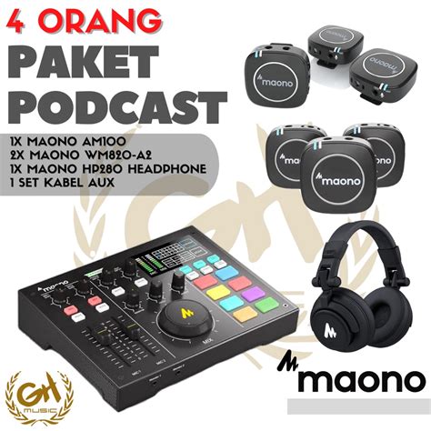 Jual PAKET PODCAST LENGKAP 4 ORANG MIC WIRELESS MAONOCASTER AM100