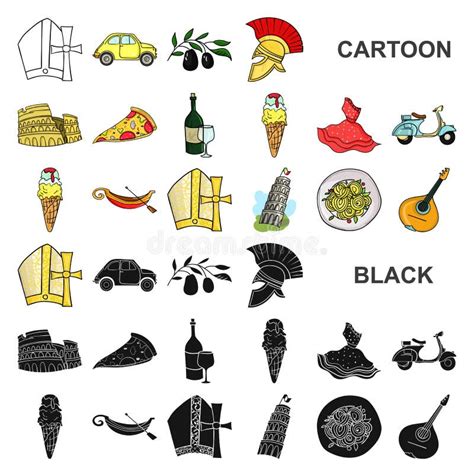 Country Italy Cartoon Icons In Set Collection For Design Italy And