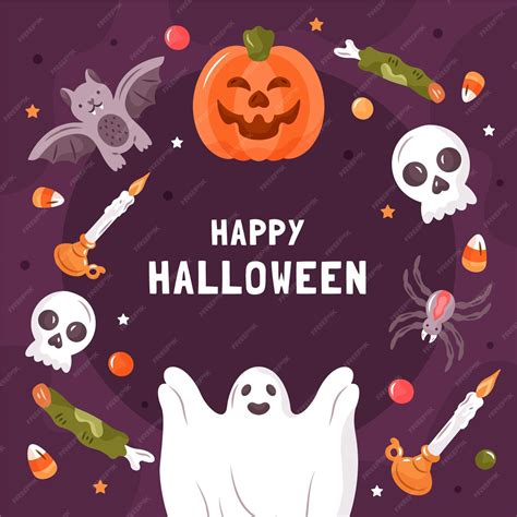 Free Vector Hand Drawn Spooky Halloween Frame