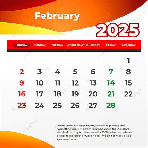 February 2025 Wall Calendar Print And Post On Social Media Vector ...