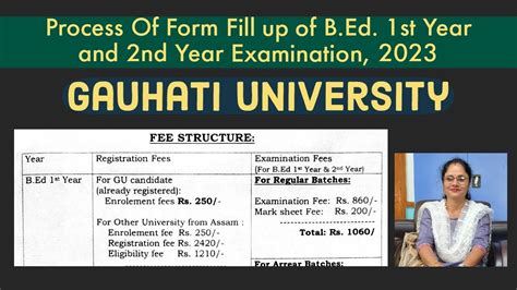 Gauhati University B Ed Form Fill Up 2023 Detailed Information YouTube