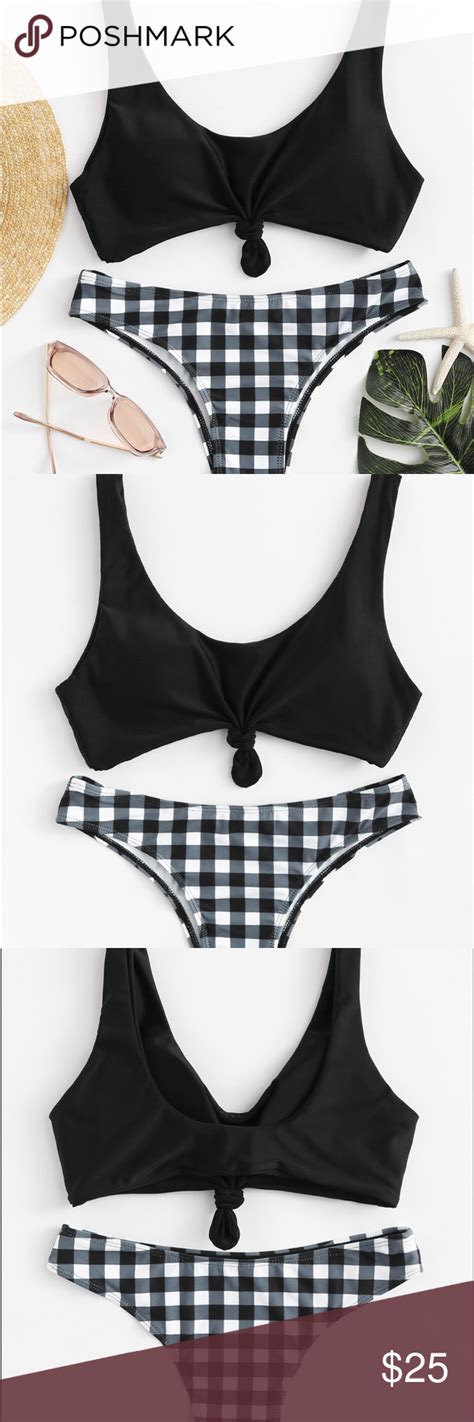 Two Piece Knot Gingham Bikini Set Checkered Bikinis Bikini Set