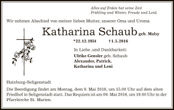 Traueranzeigen Von Katharina Schaub Trauer Op Online De