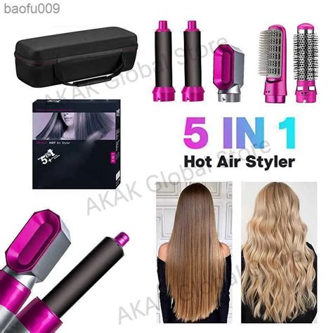 Hair Dryer Brush Straightener 5 In 1 Hot Air Styler With Automatic Curling Iron And Heated
