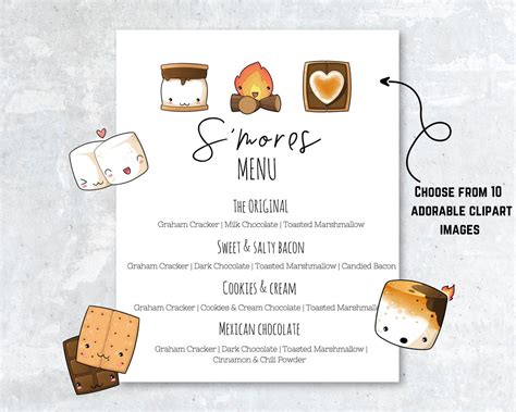 Editable Smores Menu Sign Smores Station Smores Etsy