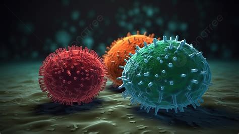 3d Animated Picture Of Three Colorful Bacterias Background 3d Render Bacteria Virus 3d Render